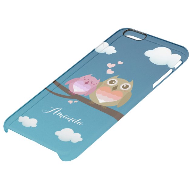 Lovely Cute Owl Couple Full of Love Heart Monogram Uncommon Clearlyâ„¢ Deflector iPhone 6 Plus Case-4