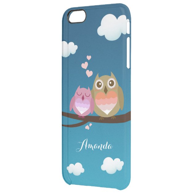 Lovely Cute Owl Couple Full of Love Heart Monogram Uncommon Clearlyâ„¢ Deflector iPhone 6 Plus Case-0