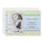 Lovely Damask Baby Boy Birth Announcement