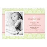 Lovely Damask Baby Girl Birth Announcement invitations