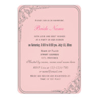 lovely double hot pink rose flowers bridal shower custom invitation