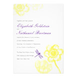 Lovely Dragonfly Wedding Invitation in Yellow