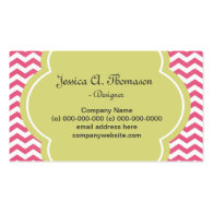 Lovely, elegant, modern pink. green chevron business card template
