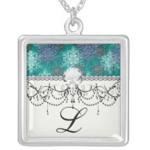 lovely falling snowflakes winter damask necklaces