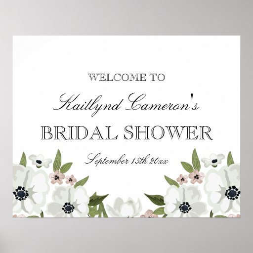 Lovely Floral Bridal Shower Sign Poster Zazzle