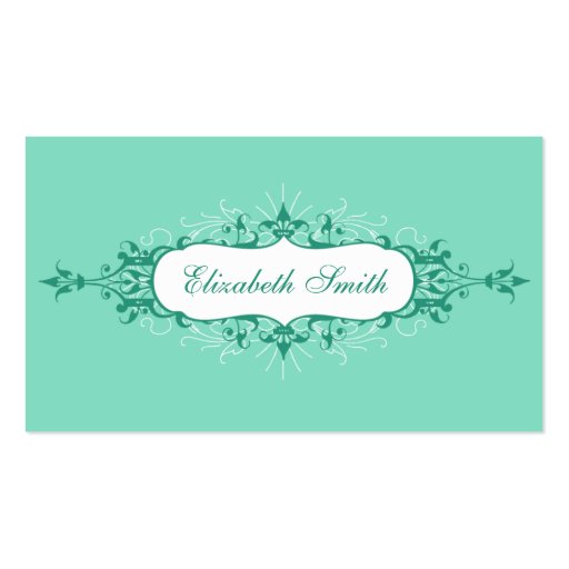 Lovely Flourish Business Card in Blue and Brown