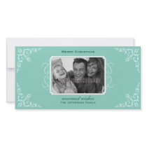 Lovely Flourish Christmas Photo Card in blue photo cards