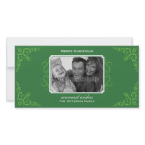 Lovely Flourish Christmas Photo Card in green photo cards