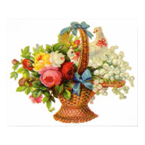 Lovely Flowers and Bird Poster posters by vintagegiftmall Lovely Flowers and Bird Poster posters
