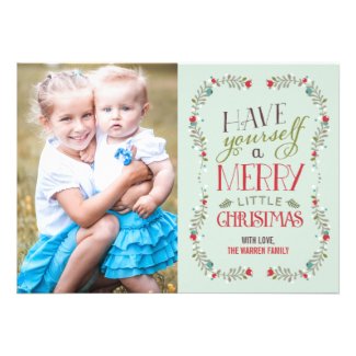 Lovely Garlands Christmas Photo Card - Light Blue