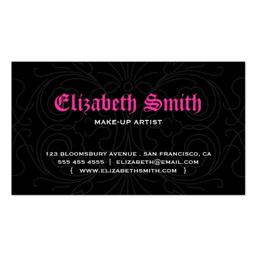 Lovely Gothic Business Card Pink/Grey (back side)