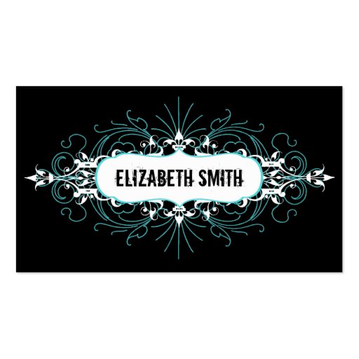 Lovely Gothic Business Card Teal/Black (front side)