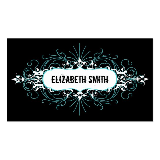 Lovely Gothic Business Card Teal/Black