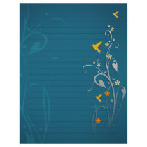 lovely hummingbirds and swirl flower wedding customized letterhead