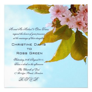 Lovely Japanese cherry blossom wedding invitation