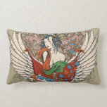 lovely japanese geisha girl angel vector art pillows