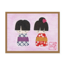 Lovely Kokeshi Doll Postcard
