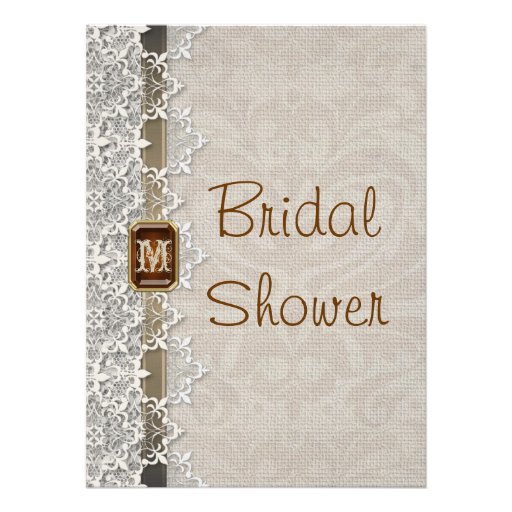 Lovely Lace & Burlap Chic Bridal Shower Invitation