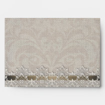 Lovely Lace & Burlap Chic Creme Envelope