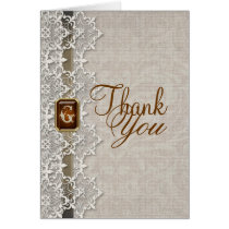 Lovely Lace & Burlap Chic Thank You Card