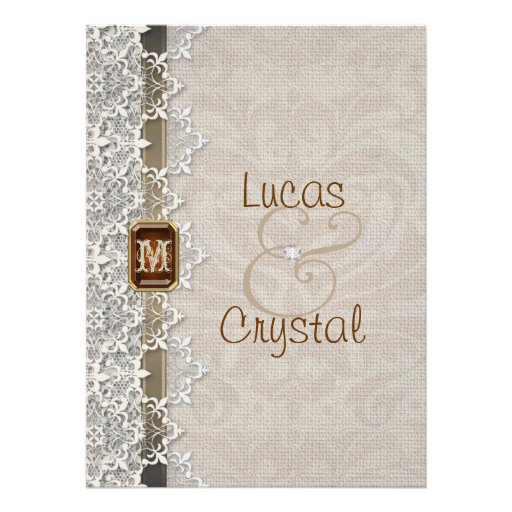 Lovely Lace & Burlap Chic Wedding Invitation