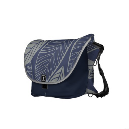 Lovely Leaves Midnight Blue & Silver Messenger Bag