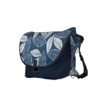 Lovely Leaves Midnight Blue & White Messenger Bag