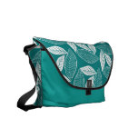 Lovely Leaves Midnight Teal & White Messenger Bag