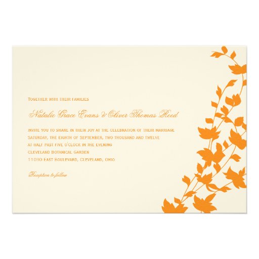 Lovely Leaves Wedding Invitation - Orange