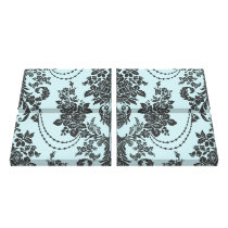 lovely light blue black roses damask