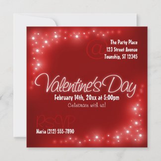 Lovely Lights - Red Valentine's Day Invitations invitation
