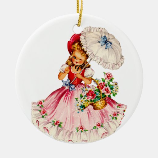 Lovely Little Girl Ornament in Red Zazzle
