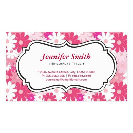 Lovely Magenta Pink Daisy - Simple Elegant Floral Business Card Templates (front side)