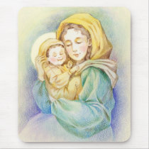 Lovely Mary and Baby Jesus Mousepads