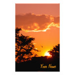 Lovely Orange Sunset with Tree & Bird Silhouettes Custom Stationery