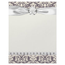 lovely ornate ivory on grey taupe damask letterhead design
