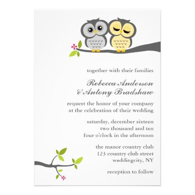 Lovely Owls Custom Wedding Custom Invite