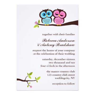 Lovely Owls Custom Wedding Custom Invite