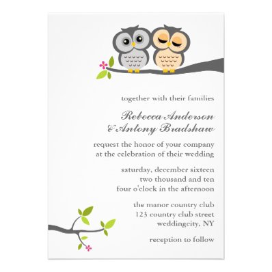 Lovely Owls Custom Wedding Invite