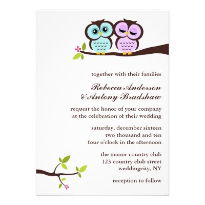 Lovely Owls Custom Wedding Invites