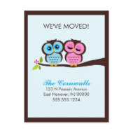 Lovely Owls Moving Announcements postcard