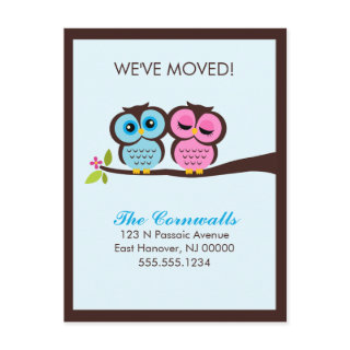 Lovely Owls Moving Announcements Post Cards