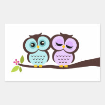 Lovely Owls Rectangular Stickers