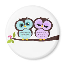 Lovely Owls Refrigerator Magnets
