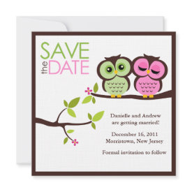 Lovely Owls Save the Date Announcements invitation