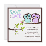Lovely Owls Save the Date Announcements invitation