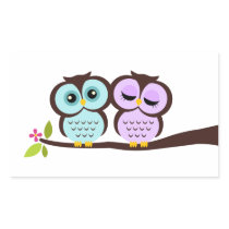 Lovely Owls Rectangular Stickers