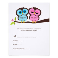 Lovely Owls Wedding Response Cards Announcement