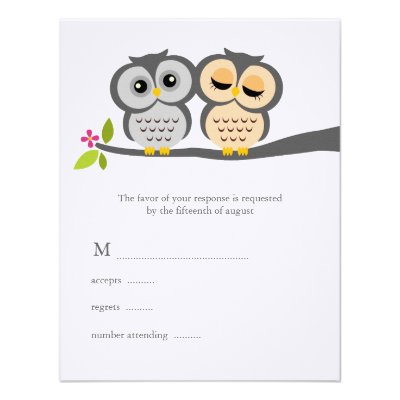 Lovely Owls Wedding Response Cards Personalized Invites