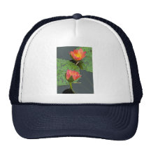 Lovely pair of red and yellow water lilies mesh hats